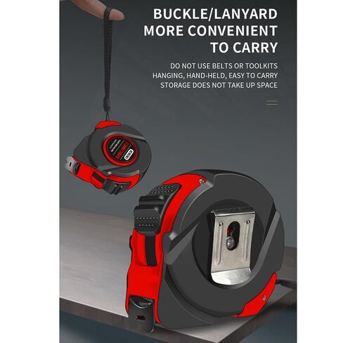 25 FT Industrial Tape Measure, Self-Locking Heavy-Duty Steel Ruler with Easy to Read Scale, Suitable for Engineers and Decorators to Measure, Standard Public Tape Measure (Red) in Kuwait