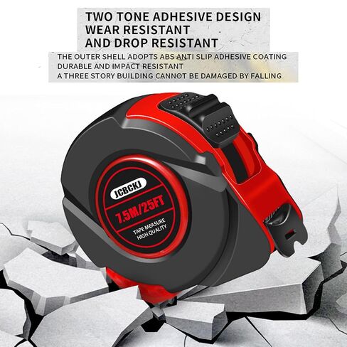 25 FT Industrial Tape Measure, Self-Locking Heavy-Duty Steel Ruler with Easy to Read Scale, Suitable for Engineers and Decorators to Measure, Standard Public Tape Measure (Red) in Kuwait