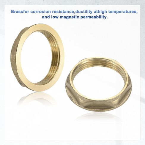 M METERXITY Flange Hex Lock Nut (G 1-1/2 Inch Female Thread) 1 PCS - Brass Pipe Fitting Locknuts & with Silicone Washer, Apply to Kitchen Sink Plumbing/Bathroom Basin in Kuwait