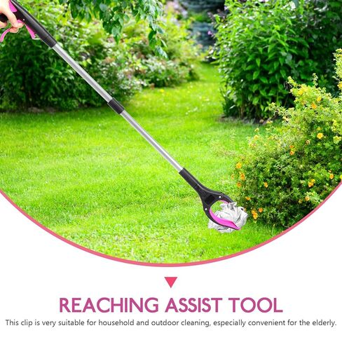 Veemoon Foldable Trash Picker Grabber Tool Reusable Garbage Pickup Clip Portable Grabber for Elderly with Long Reach Handle Purple for Home and Outdoor Cleaning in Kuwait