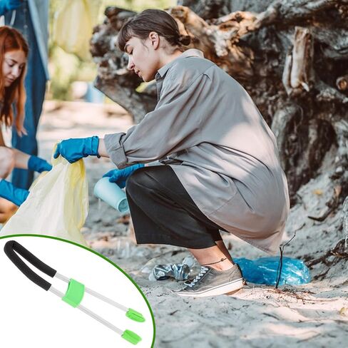 Healeved Multifunctional Small Garbage Grabber Tool with Long Handle, Green Trash Picker Upper Grabber Reacher Tool for Outdoor and Indoor Litter Pickup and Sanitation Cleaning in Kuwait