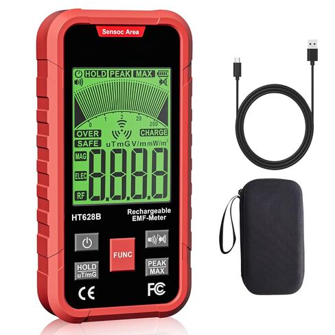 جهاز قياس وكاشف EMF 3 في 1، جهاز اختبار RF EF MF محمول قابل لإعادة الشحن مع إنذار الصوت والضوء، لإشارة WiFi المنزلية والإلكترونيات in Kuwait