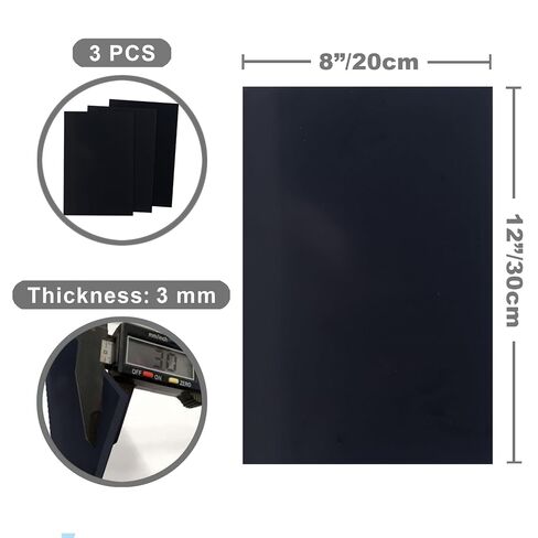 Black Plastic Sheet 12x8“, 1/8" Thick Rigid PVC, Pack of 3 by Mujoiny Panel Board for Signage Display Industrial DIY Crafts in Kuwait