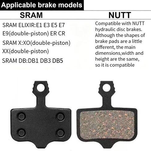 4 أزواج من وسادات فرامل قرص الدراجة - استبدال وسادات فرامل الدراجة - متوافقة مع SRAM Avid Elixir E1/E3/E5/E7/E9/ER/CR/XO/XX/DB1/DB3/DB5 وفرامل قرص هيدروليكي Nutt للدراجات الجبلية والدراجة الإلكترونية MTB in Kuwait
