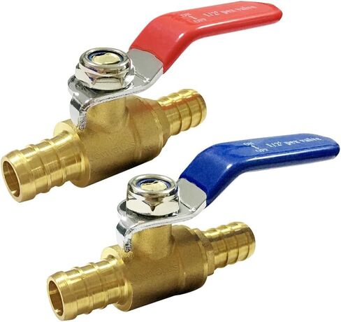 قطعتان من صمامات الكرة PEX من Joywayus، صمام إغلاق كامل المنفذ من النحاس PEX مقاس 1/2 بوصة، ربع دورة ساخن (أحمر) بارد (أزرق) من إيقاف المياه in Kuwait