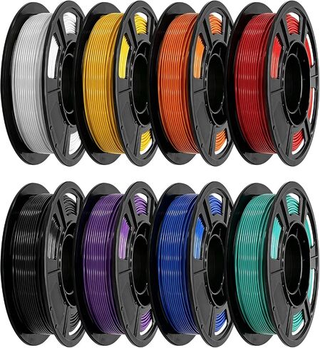 PLA Filament 1.75mm, 8 Rolls*250g 3D Printer Filament Bundle for Beginners | Vacuum Sealed, Low Warping, Assorted 8 Colors, Neatly Wound, Smooth Printing for Beginners in Kuwait