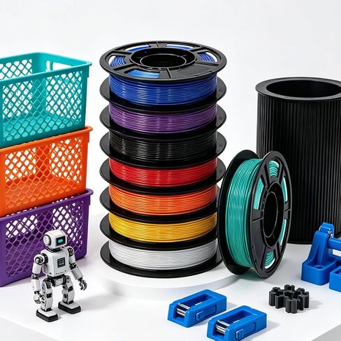 PLA Filament 1.75mm, 8 Rolls*250g 3D Printer Filament Bundle for Beginners | Vacuum Sealed, Low Warping, Assorted 8 Colors, Neatly Wound, Smooth Printing for Beginners in Kuwait