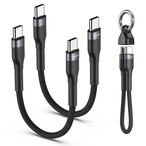 PD 60W Short USB C Cable (2 Pack), Keychain 6 Inch USB C Cable/Nylon Braided Type C to Type C Cables/Fast Charging Cables for 1Phone17/16/15 Series, 1Pad Pro/Air, Samsung Galaxy Series, Google Pixel in Kuwait
