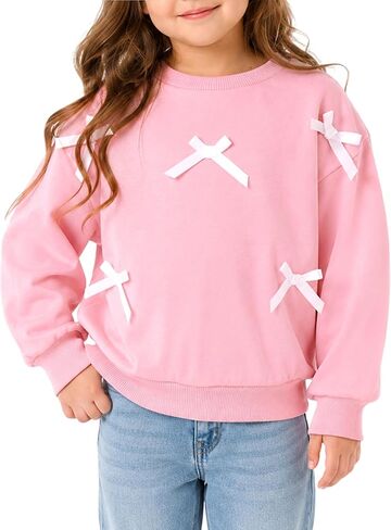 Little Girls Sweatshirt Cute Toddler Crewneck Long Sleeve Bow Pullover Tops Shirts in Kuwait