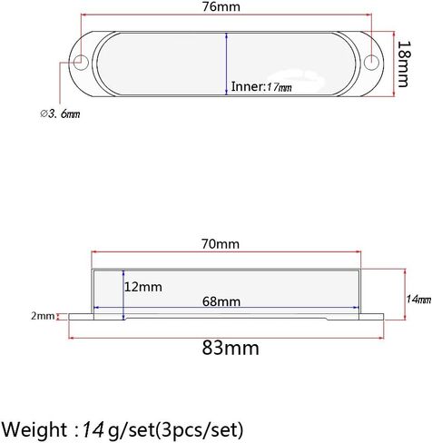Alnicov 3PCS 82MM Pickups Covers，ABS Closed Shell，Electric Guitar Single Coil Pickup Covers in Kuwait