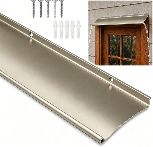 4" Extra-Wide Door Rain Drip Guard, Heavy Duty Aluminum Window Rain Diverter, Door Rain Deflector with Pre Drilled Holes and Expansion Screws (Black, 1pcs) in Kuwait