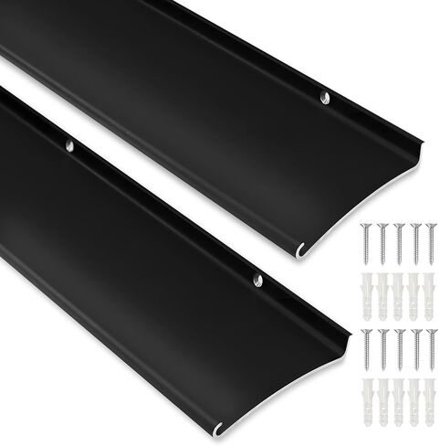4" Extra-Wide Door Rain Drip Guard, Heavy Duty Aluminum Window Rain Diverter, Door Rain Deflector with Pre Drilled Holes and Expansion Screws (Black, 1pcs) in Kuwait