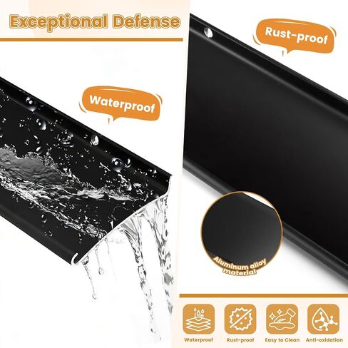 4" Extra-Wide Door Rain Drip Guard, Heavy Duty Aluminum Window Rain Diverter, Door Rain Deflector with Pre Drilled Holes and Expansion Screws (Black, 1pcs) in Kuwait