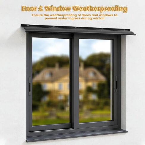 4" Extra-Wide Door Rain Drip Guard, Heavy Duty Aluminum Window Rain Diverter, Door Rain Deflector with Pre Drilled Holes and Expansion Screws (Black, 1pcs) in Kuwait