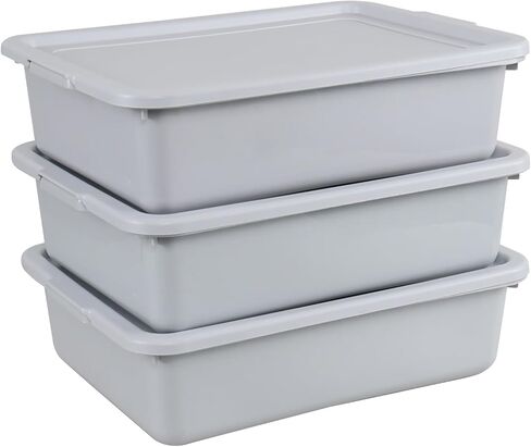 Zopnny 3 Pack Bus Tubs Commercial, 13 L Meat Tubs with Lids, Grey | Restaurant Dish Tub, Food Grade in Kuwait