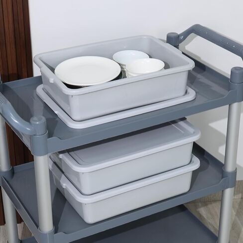 Zopnny 3 Pack Bus Tubs Commercial, 13 L Meat Tubs with Lids, Grey | Restaurant Dish Tub, Food Grade in Kuwait