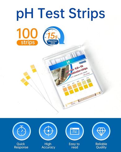 LOHAND pH Test Strips, Fast&Accurate Read, 100 Strips, pH 4.5-10 Acid Alkaline Test Strip Paper for Saliva/Urine/Spa/Swimming Pool/Beverages/Cosmetics/Home Usage Water in Kuwait