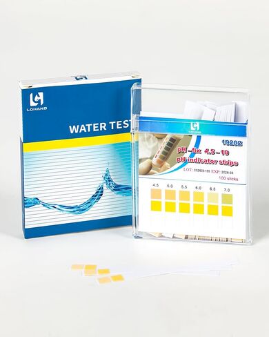 LOHAND pH Test Strips, Fast&Accurate Read, 100 Strips, pH 4.5-10 Acid Alkaline Test Strip Paper for Saliva/Urine/Spa/Swimming Pool/Beverages/Cosmetics/Home Usage Water in Kuwait