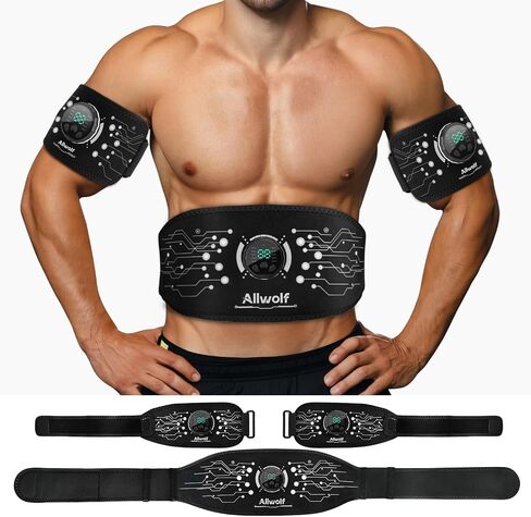 حزام اللياقة البدنية Ab Stimulator Muscle Toner، حزام اللياقة البدنية لتحفيز عضلات البطن للرجال والنساء باللون الأسود in Kuwait