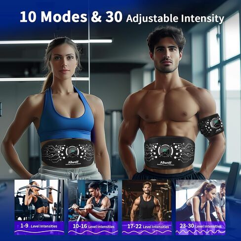 حزام اللياقة البدنية Ab Stimulator Muscle Toner، حزام اللياقة البدنية لتحفيز عضلات البطن للرجال والنساء باللون الأسود in Kuwait