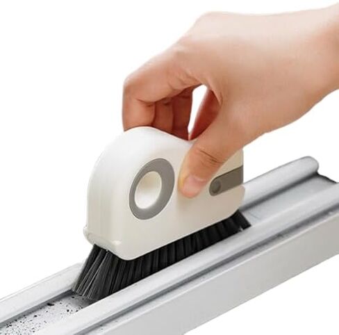 2 in 1 Groove Cleaning Brush Window Track Cleaning Tools,Multifunction Hard Bristle Crevice Cleaning Brush with Hidden Scraper, Grout Cleaner Grip Brush for Sliding Door Track(White,1PCS) in Kuwait