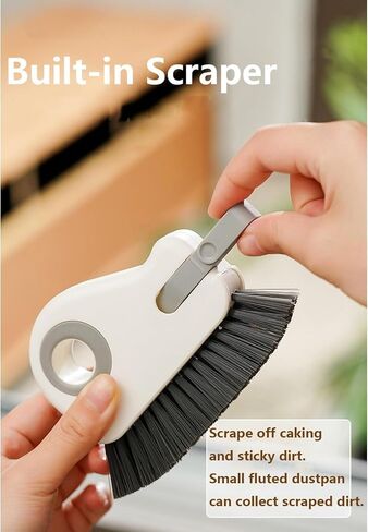 2 in 1 Groove Cleaning Brush Window Track Cleaning Tools,Multifunction Hard Bristle Crevice Cleaning Brush with Hidden Scraper, Grout Cleaner Grip Brush for Sliding Door Track(White,1PCS) in Kuwait
