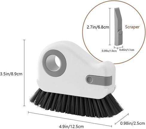 2 in 1 Groove Cleaning Brush Window Track Cleaning Tools,Multifunction Hard Bristle Crevice Cleaning Brush with Hidden Scraper, Grout Cleaner Grip Brush for Sliding Door Track(White,1PCS) in Kuwait