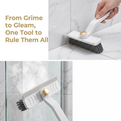 4-in-1 Multi-Purpose Cleaning Brush with Rotating, Reusable Plastic Handle, Portable Gap Scrubber for Bathroom and Kitchen Tile, Wall and Floor Cleaning，White in Kuwait