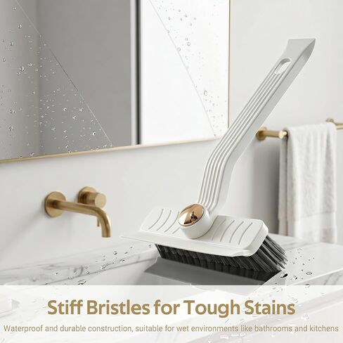 4-in-1 Multi-Purpose Cleaning Brush with Rotating, Reusable Plastic Handle, Portable Gap Scrubber for Bathroom and Kitchen Tile, Wall and Floor Cleaning，White in Kuwait