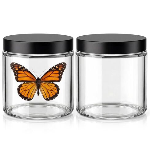 Domensi 2 Pack Large Specimen Jars, 17oz Capacity, Sample Jars with Lids, Soda-Lime Glass, Wide Opening with Foam Lined Cap, Airtight and Leak-Proof in Kuwait