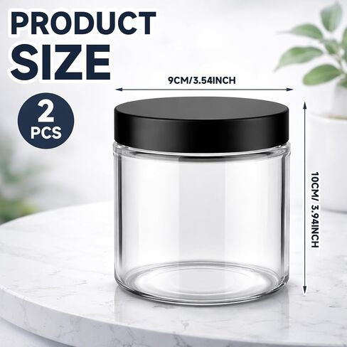 Domensi 2 Pack Large Specimen Jars, 17oz Capacity, Sample Jars with Lids, Soda-Lime Glass, Wide Opening with Foam Lined Cap, Airtight and Leak-Proof in Kuwait