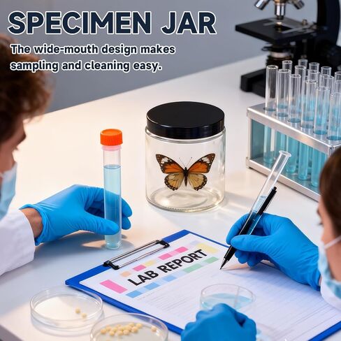 Domensi 2 Pack Large Specimen Jars, 17oz Capacity, Sample Jars with Lids, Soda-Lime Glass, Wide Opening with Foam Lined Cap, Airtight and Leak-Proof in Kuwait
