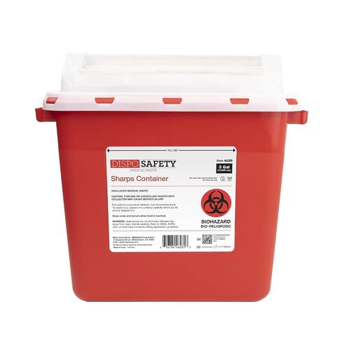 Dynarex Dispo Safety Sharps Container - 3 gal. - Puncture-Resistant Biohazard Container for Safe Hazardous Waste Disposal - 7.17" × 15.59" × 11.26" - 1 Count in Kuwait