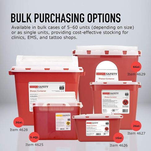 Dynarex Dispo Safety Sharps Container - 3 gal. - Puncture-Resistant Biohazard Container for Safe Hazardous Waste Disposal - 7.17" × 15.59" × 11.26" - 1 Count in Kuwait