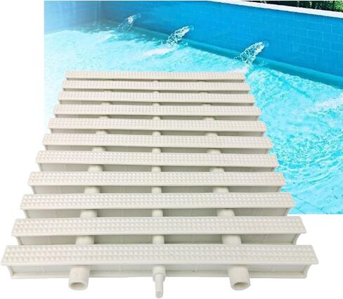 White Splice Pool Grating - Three-Hole Gutter Overflow Drain Cover for Above Ground Pools & Walkways, Shower Balcony, Size Options 18x100CM, 20pcs, Durable & Slip-Resista in Kuwait