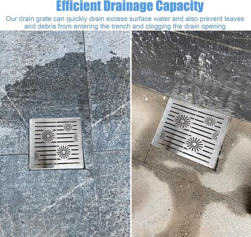 Stainless Steel Drain Grate Cover - 15cm x 15cm (5.9" x 5.9") for Outdoor Driveway, Pavement & Yard - Durable Catch Basin Drain Cover, Prevents Clogs & Enhances Drainage in Kuwait