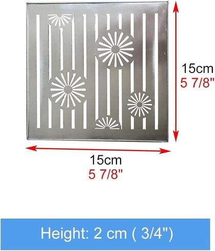 Stainless Steel Drain Grate Cover - 15cm x 15cm (5.9" x 5.9") for Outdoor Driveway, Pavement & Yard - Durable Catch Basin Drain Cover, Prevents Clogs & Enhances Drainage in Kuwait