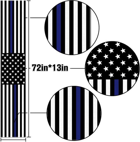 Thin Blue Line American Police Table Runner USA Police Theme Party Decoration Law Enforcement Dining Room Home Kitchen Table Decor (13" x 72") in Kuwait