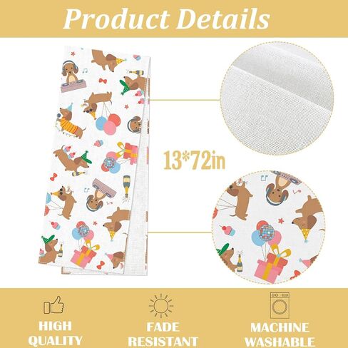 Dachshund Birthday Party Decorations Puppy Dog Table Runner Cartoon Sausage Wiener Themed Celebration Home Kitchen Dining Room Table Decor in Kuwait