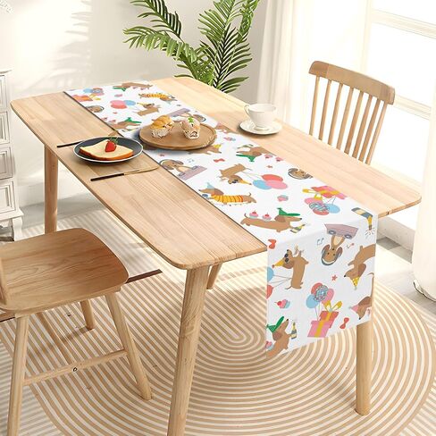 Dachshund Birthday Party Decorations Puppy Dog Table Runner Cartoon Sausage Wiener Themed Celebration Home Kitchen Dining Room Table Decor in Kuwait