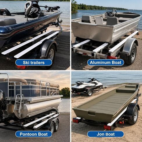 4 Pcs 3"x48" HDPE Boat Trailer Bunk Slides: Heavy Duty Glide Boards for Full Support, Smooth & Safe Glide Bunk for Loading or Launching in Kuwait