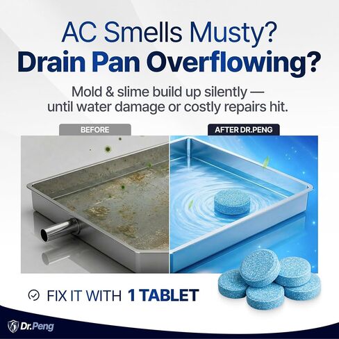 AC Drain Pan Tablets (200 Count) – HVAC Drain Pan Tablets – Prevents Clogs, Buildup & Odor – Professional Formula – For Central AC, Mini-Split, Portable AC, Window Unit & Dehumidifier in Kuwait