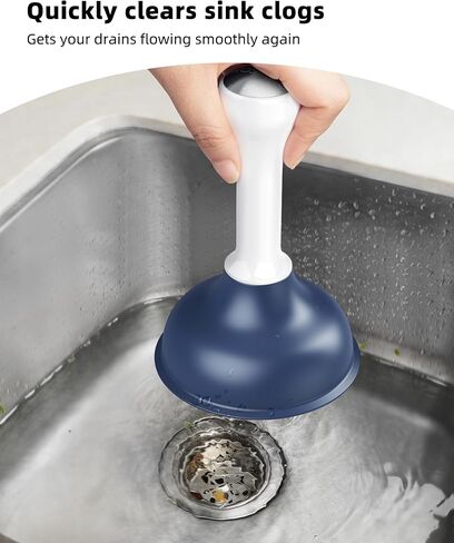 ROSEOK Sink Plunger, Mini Plunger with Short Handle, Powerful Plunger Unclogging Tool for Kitchen Sink, Bathroom, Shower and Drain, Small Heavy Duty Plunger, Navy Blue,1 Pack in Kuwait