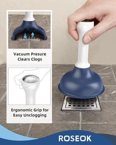 ROSEOK Sink Plunger, Mini Plunger with Short Handle, Powerful Plunger Unclogging Tool for Kitchen Sink, Bathroom, Shower and Drain, Small Heavy Duty Plunger, Navy Blue,1 Pack in Kuwait