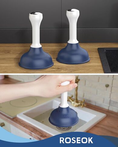 ROSEOK Sink Plunger, Mini Plunger with Short Handle, Powerful Plunger Unclogging Tool for Kitchen Sink, Bathroom, Shower and Drain, Small Heavy Duty Plunger, Navy Blue,1 Pack in Kuwait