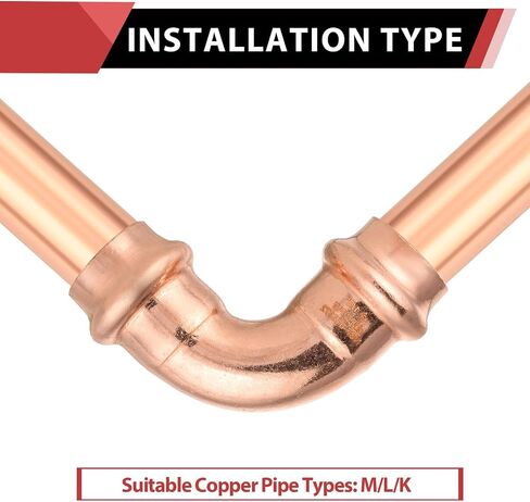 (Pack of 10) EFIELD 1/2" x 1/2" Copper Press Fit 90 Degree Elbow Fittings For Copper Tube Connection, Pro Pack, LBP Design,(PRESS004) in Kuwait