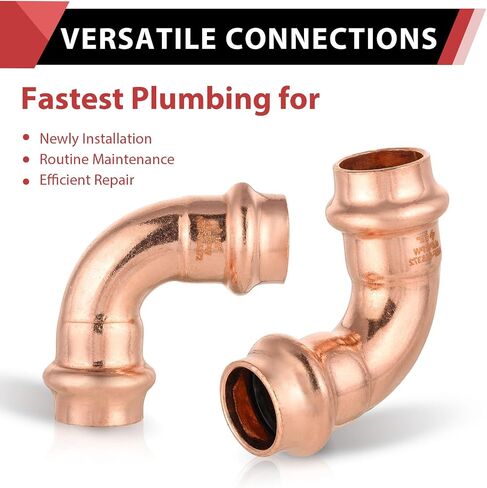 (Pack of 10) EFIELD 1/2" x 1/2" Copper Press Fit 90 Degree Elbow Fittings For Copper Tube Connection, Pro Pack, LBP Design,(PRESS004) in Kuwait