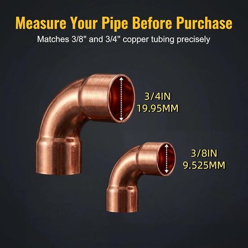 3/8 & 3/4 HVAC Copper Line Set Fittings Kit | Copper Pipe Coupling Elbow, Air Conditioning and Refrigeration, Liquid Suction Tubing, Central/Split Air Conditioning Systems in Kuwait