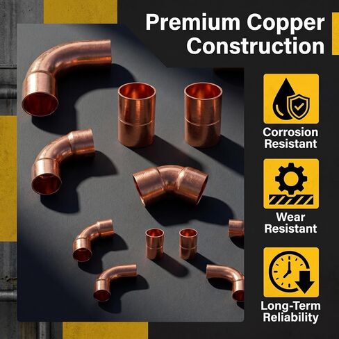 3/8 & 3/4 HVAC Copper Line Set Fittings Kit | Copper Pipe Coupling Elbow, Air Conditioning and Refrigeration, Liquid Suction Tubing, Central/Split Air Conditioning Systems in Kuwait