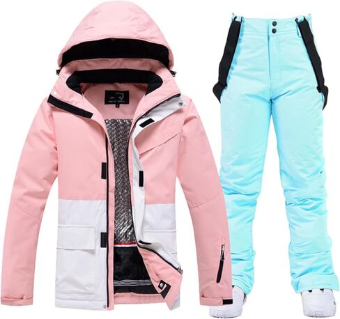 RUMITY Fashion Ski Suit Set for Men and Women's Lovers Ski Suit Set for Warm, Thick, Waterproof, and Cold Resistance(E,L) in Saudi Arabia